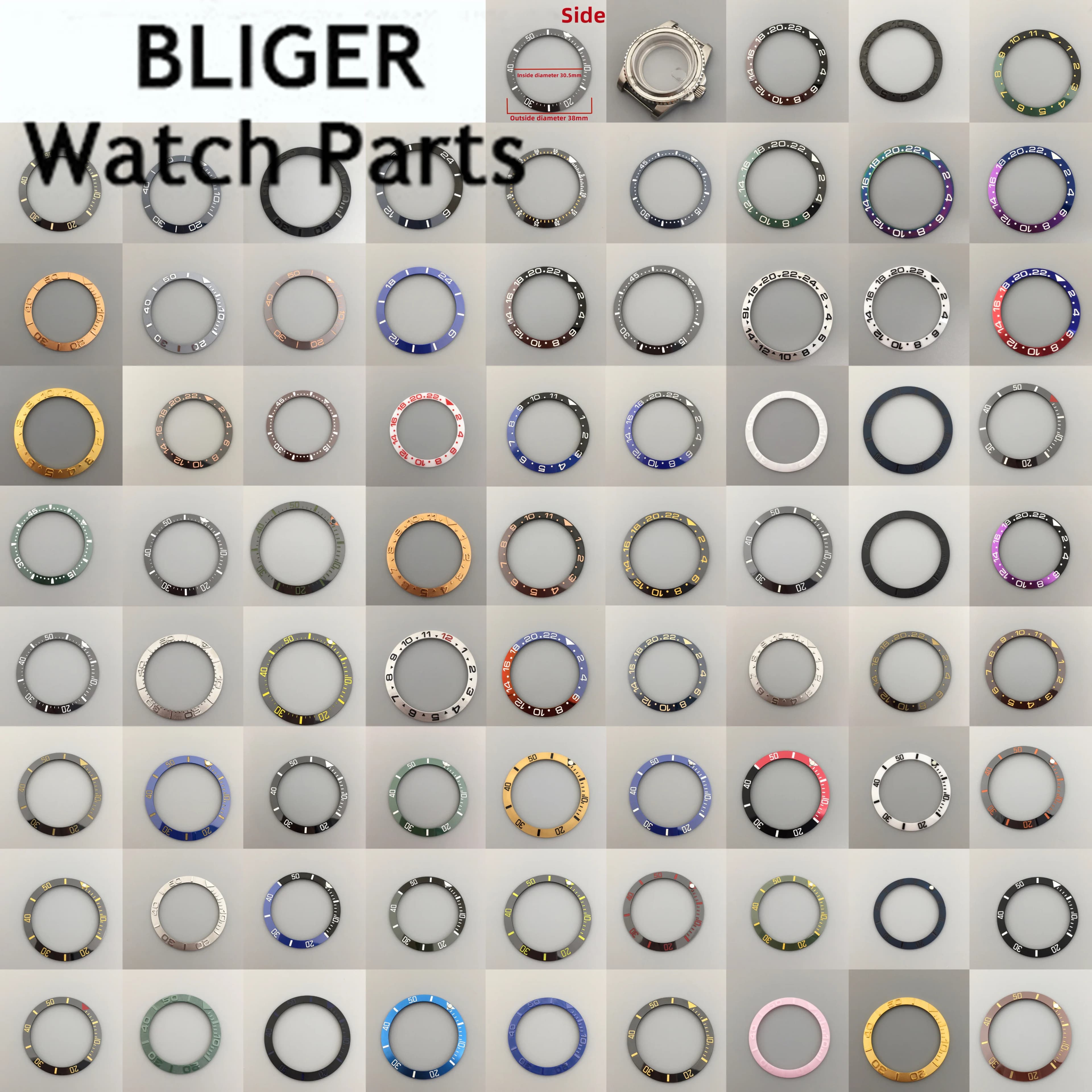 BLIGER 38mm Ceramic Watch Bezel Insert Fit 40mm Watch Case