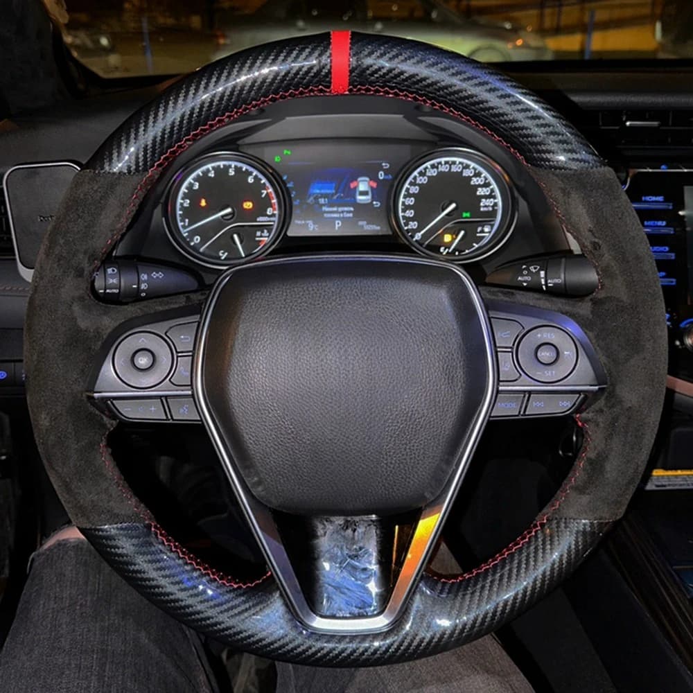 Coprivolante per auto avvolgente antiscivolo in pelle scamosciata originale treccia volante per Toyota Avalon Camry Crown RAV4 Corolla