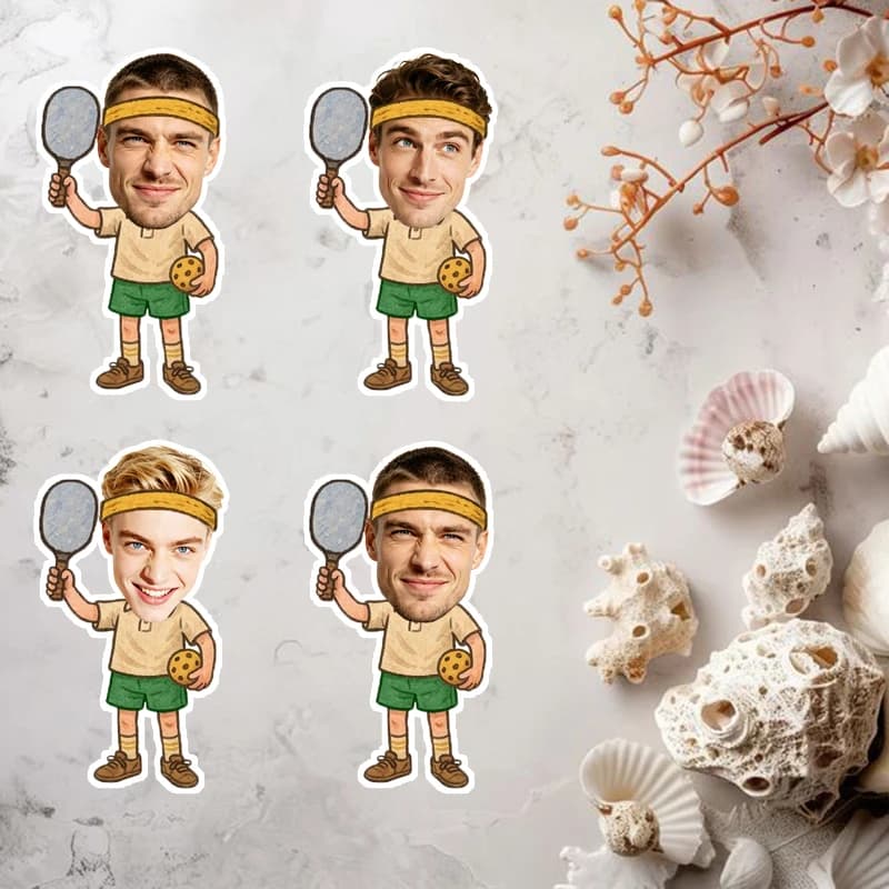 20pcs Sports Pick Ball Theme Customize Your Own Avatar Sticker Luggage Skateboard Guitar Piano Book Party Decoration Supplies