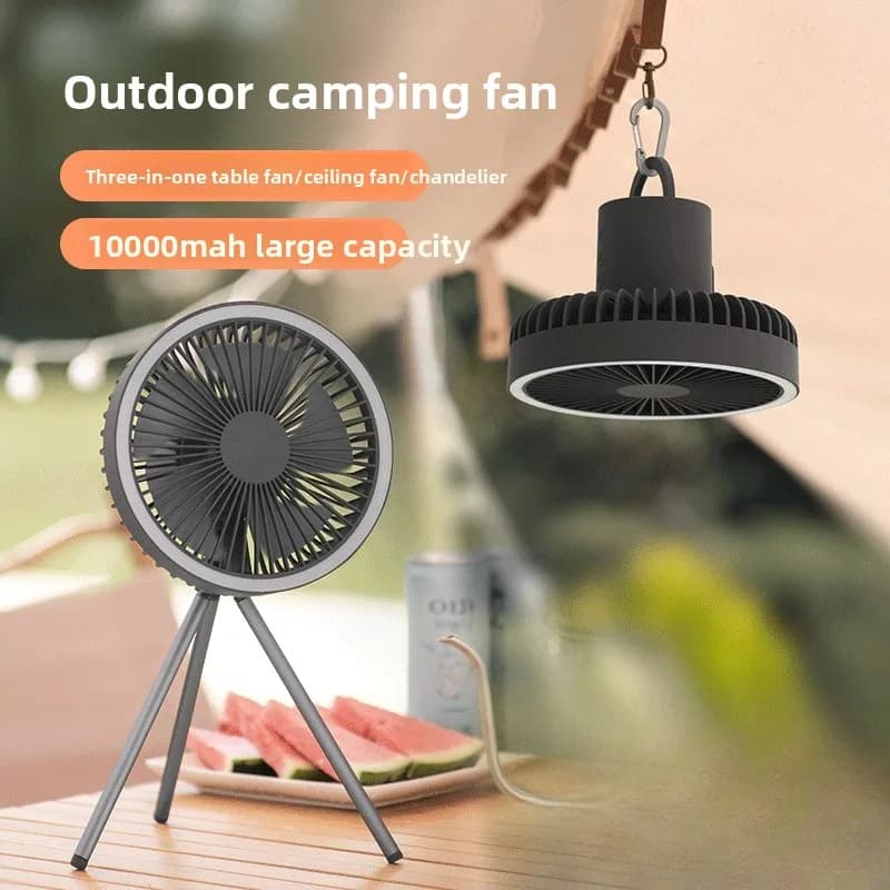 Tripod Outdoor Fan Portable Camping Tent Small Ceiling Fan Light Wireless USB Charging Camping Fan