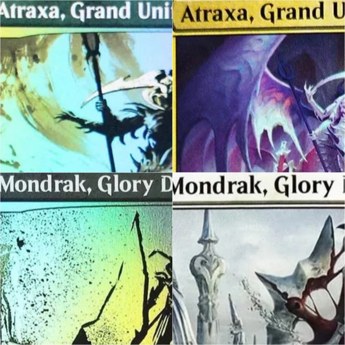 Carte Proxy Magiche TCG ONE “Atraxa, Grand Unifier/Mondrak, Glory Dominus” Nere di Alta Qualità per Gioco da Tavolo e Carte Collezionabili