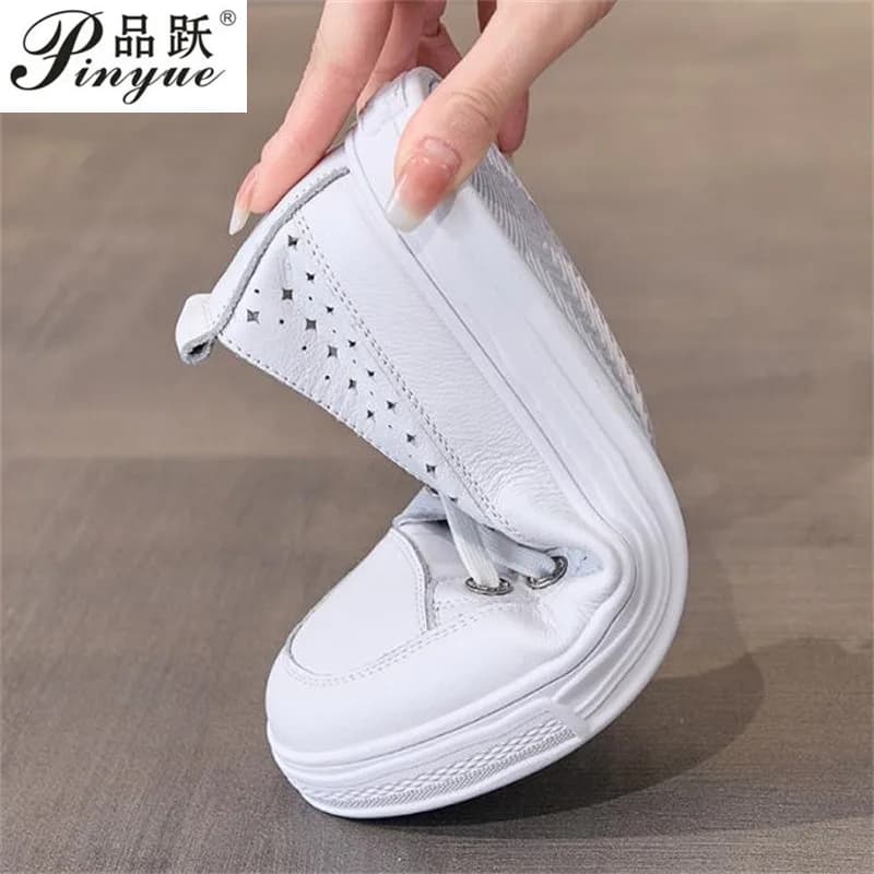 Women's Genuine Leather Sneakers White Shoes Vulcanized Women's Shoes Fashionable Summer Women's Apartments Zapatillas 35-40