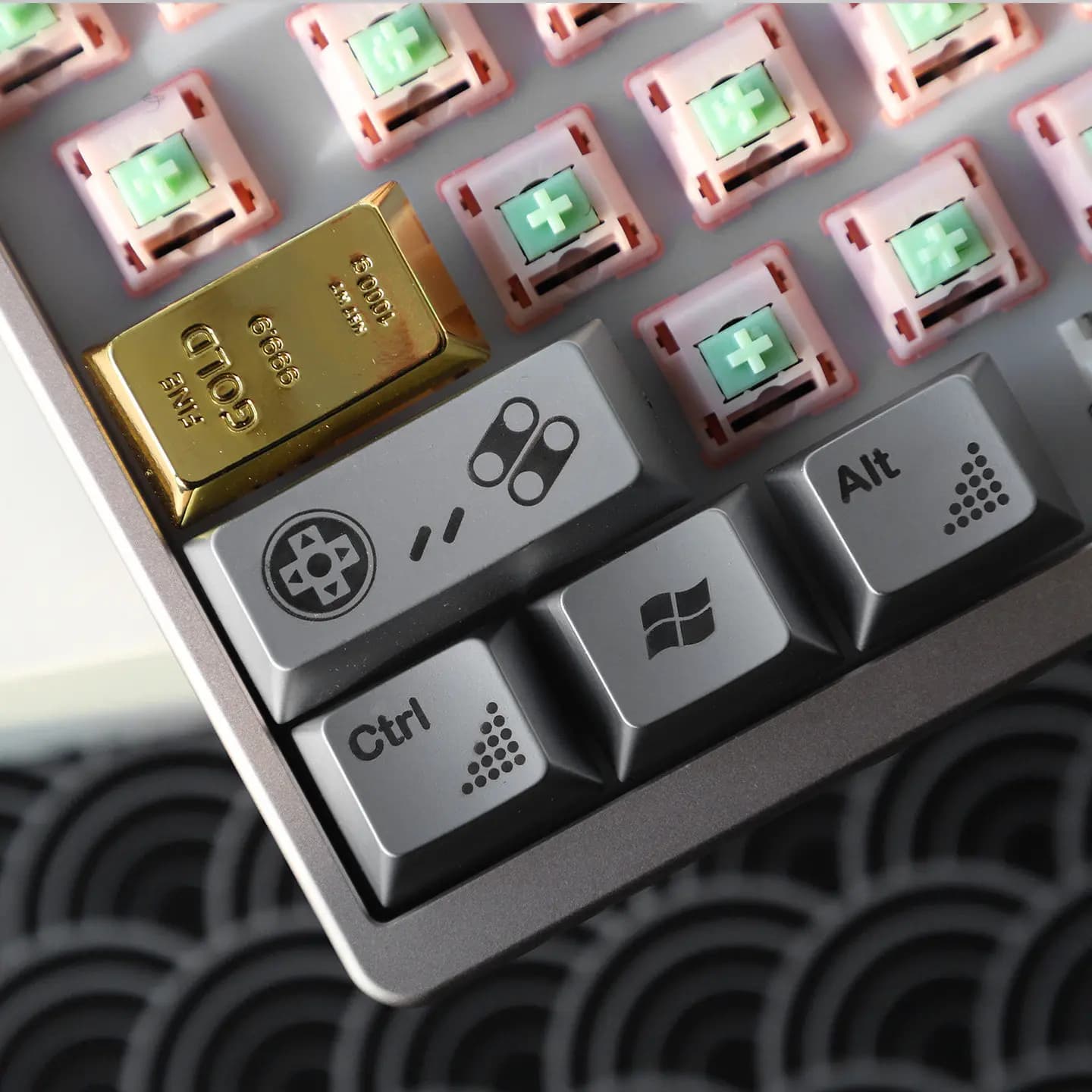 Set of Silver Metal Theme Keyboards, Zinc Alloy, Cherry Profile R1, Custom Shift Keyboard, Original Hand Keyboards for Mechanical Keyboard