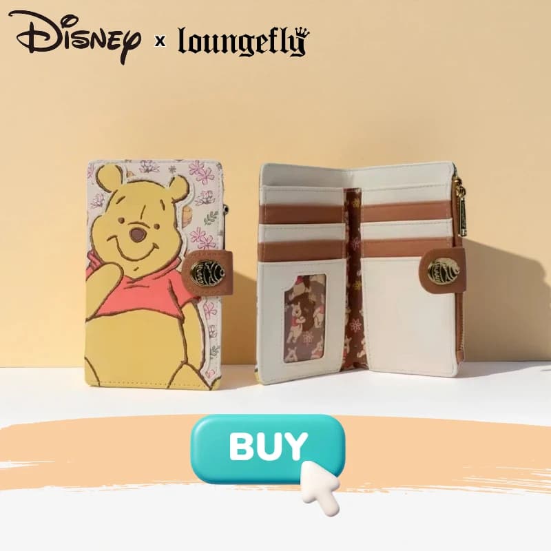 Nuovo portafoglio con stampa floreale Disney Winnie The Pooh, borsa in pelle alla moda simpatico cartone animato, regalo per ragazze e donne per uso quotidiano
