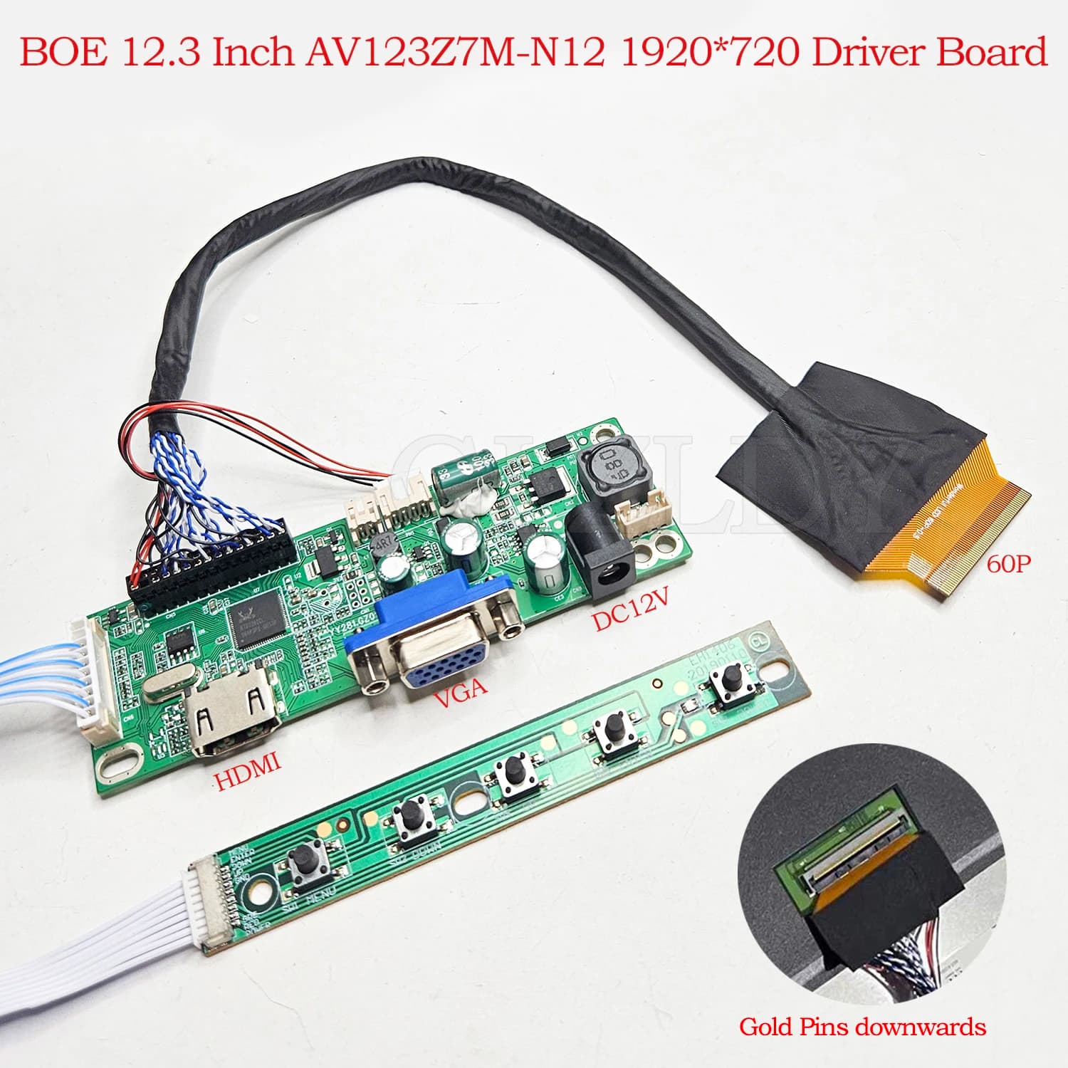 BOE 12.3 Inch LVDS LCD Screen 1000 Brightness AV123Z7M-N12 1920*720 HDMI VGA Sub Display Supermarket Shelf Screen Car Display