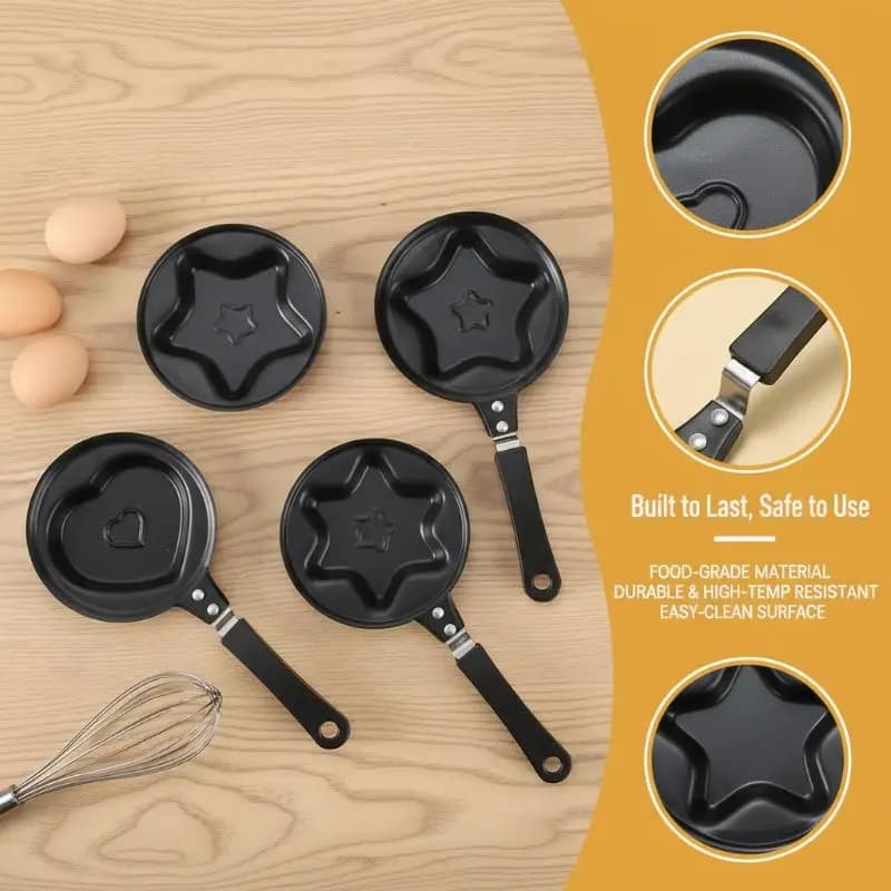 Mini padella in ghisa a forma di cuore per omelette, antiaderente, per colazione, pancake e uova, senza coperchio