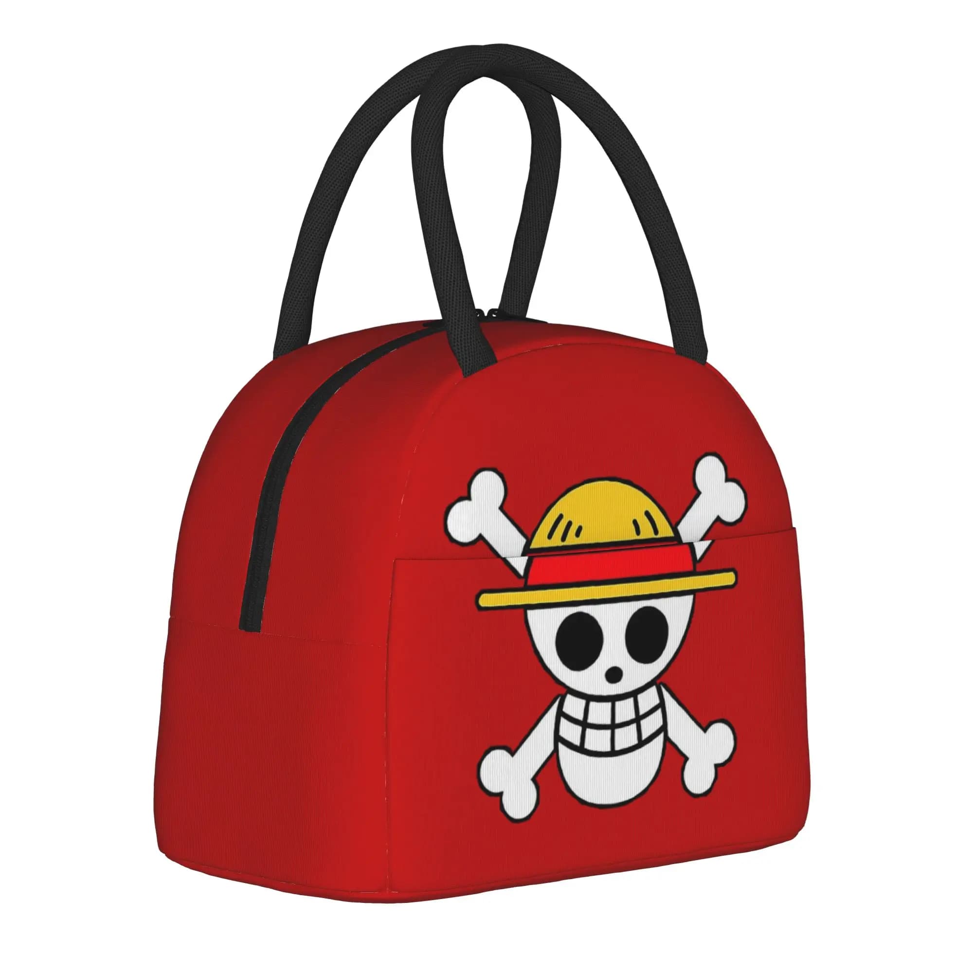 Borsa Termica Portatile Luffy Anime con Bandiera Pirata Teschio, Contenitore per Pasti, Borsa Frigo, Borsa Pranzo, Borsa da Spiaggia, Borsa da Viaggio per Alimenti