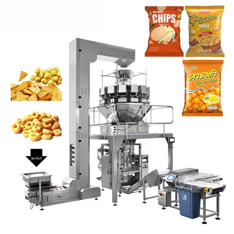 Macchina confezionatrice servoassistita con bilancia multitesta per estrusione di snack, caramelle, frutta secca, noci, macchina multifunzionale per il confezionamento alimentare