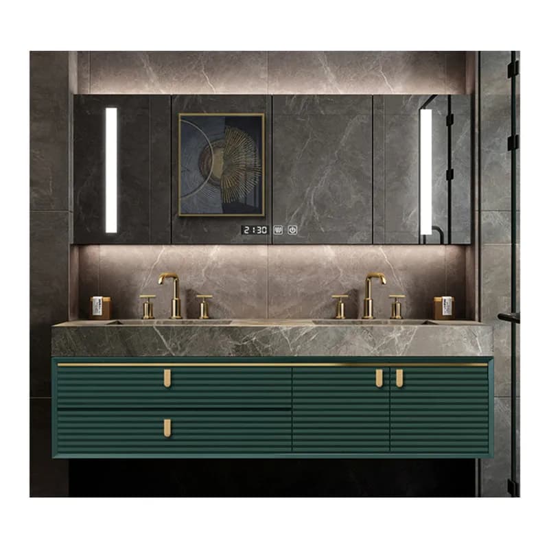 Armadietti da bagno con doppio lavabo montati a parete