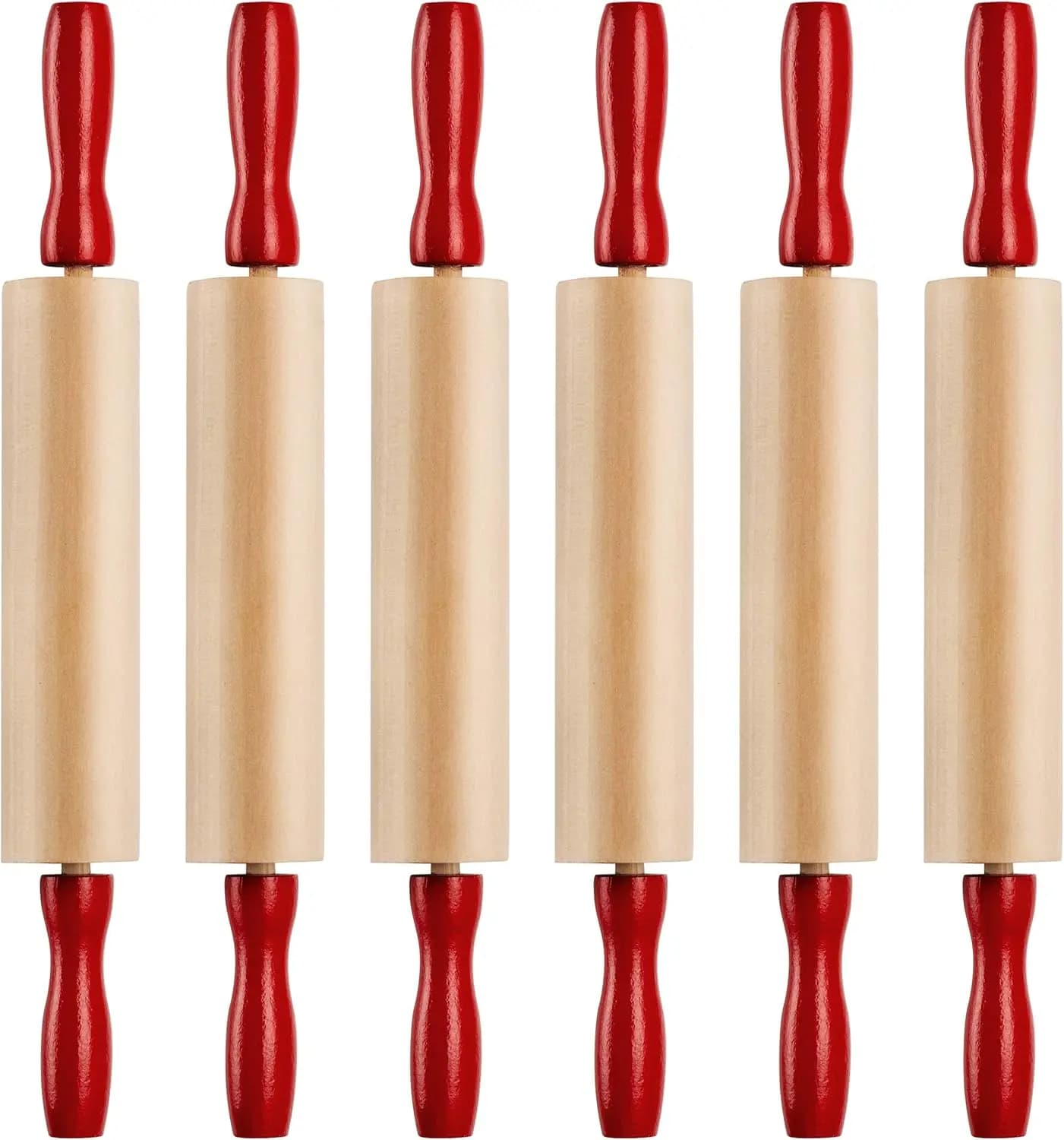 Set di 6 Mini Mattarelli in Legno da 7,5 Pollici per Bambini, per Pasta Modellabile, Cucina e Artigianato, con Manici