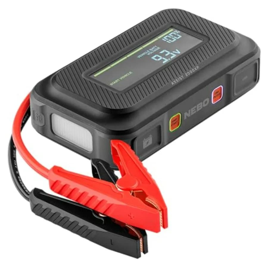 Avviatore di Emergenza Portatile 2000A 55.5Wh con Ricarica Multi-Dispositivo e Torcia Integrata Compatibile USB per Emergenze Automobilistiche