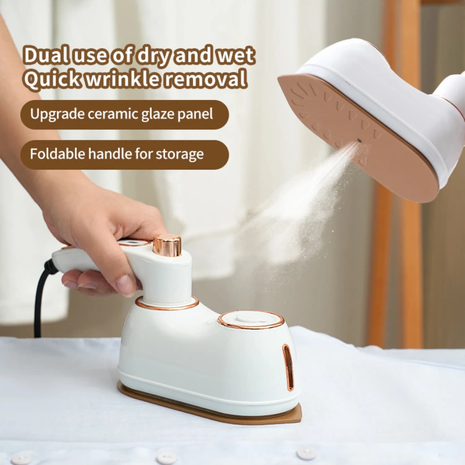 Stiratore a Vapore per Vestiti, Ferro da Stiro a Vapore Portatile da 40W, Mini Stiratrice Portatile, Macchina da Stiro Manuale, 180° ° Maniglia girevole, riscaldamento rapido
