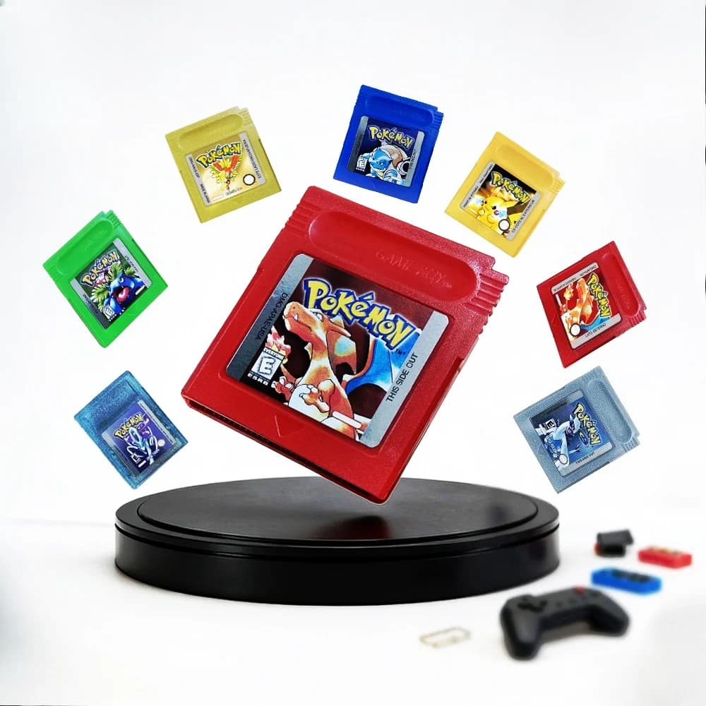 Pokemon Rosso Blu Cristallo Oro Verde Argento Giallo GBC Scheda di gioco Cartuccia per videogiochi a 16 bit Console per GB/SP