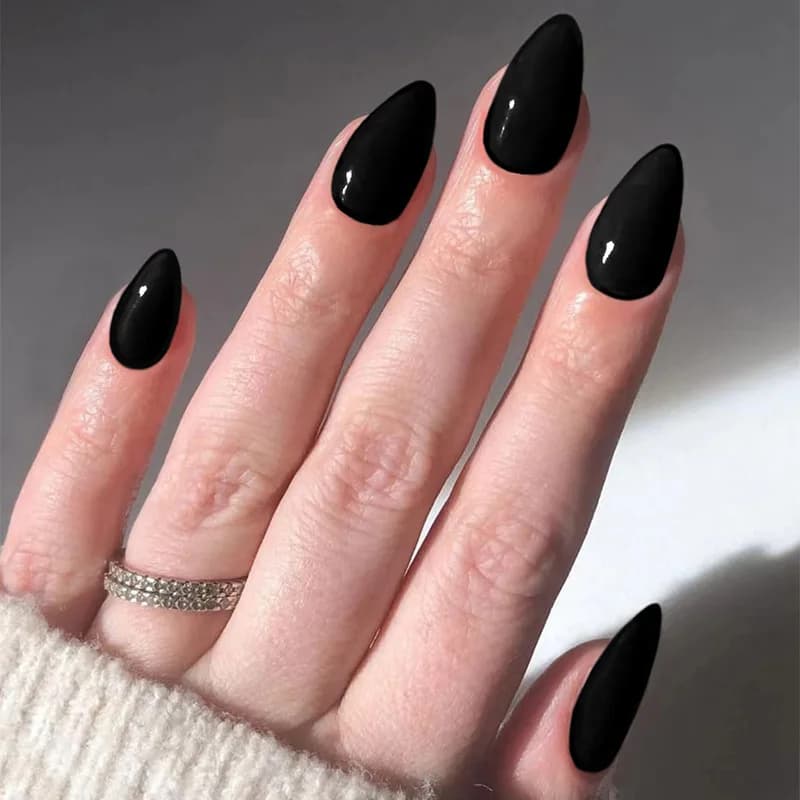 24 Pezzi di Unghie Finte a Mandorla con Bordo Bianco, Unghie Press-on Francesi Pronte all'Uso, Punte per Unghie Acriliche a Copertura Totale, Strumenti per Manicure