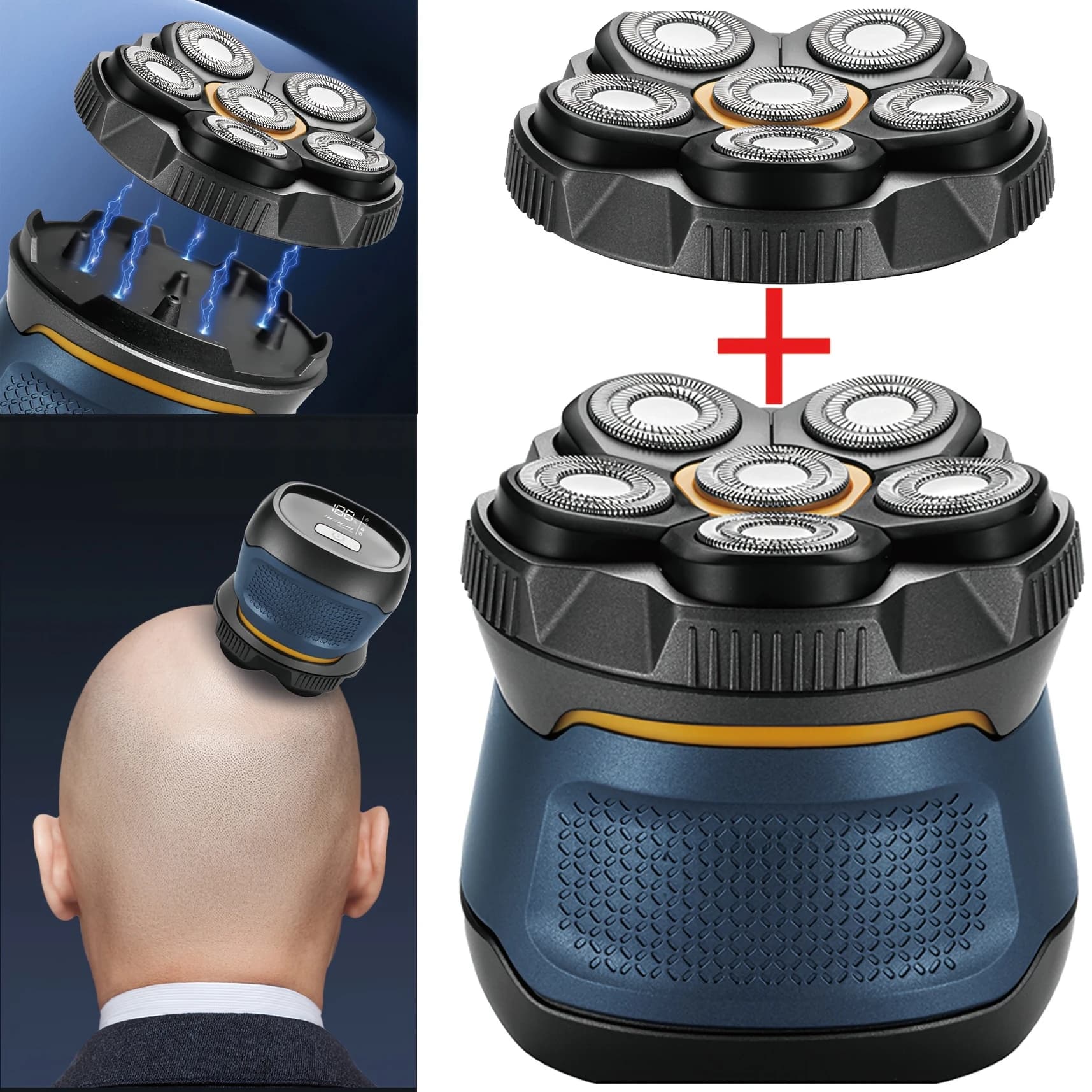 6D Head Shaver for Bald Men Upgraded Magnetic Floating Electric Razors Rechargeable Shavers for Scalp Face Beard Body Gifts