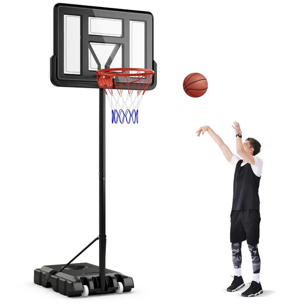 4,4-10 foot portable basketball basket with 44'''''' inbreakable board and fillable base