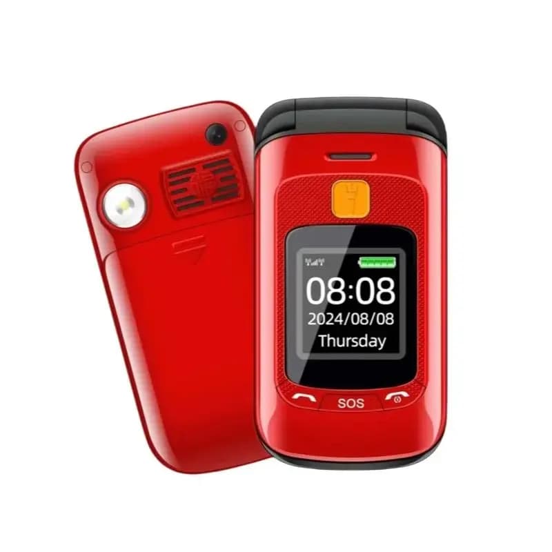 Telefono Flip GSM 2G Dual SIM Pulsanti chiave grandi Torcia a quadrante rapido Radio FM SOS Pulsante di emergenza Telefono cellulare adatto alle anziani