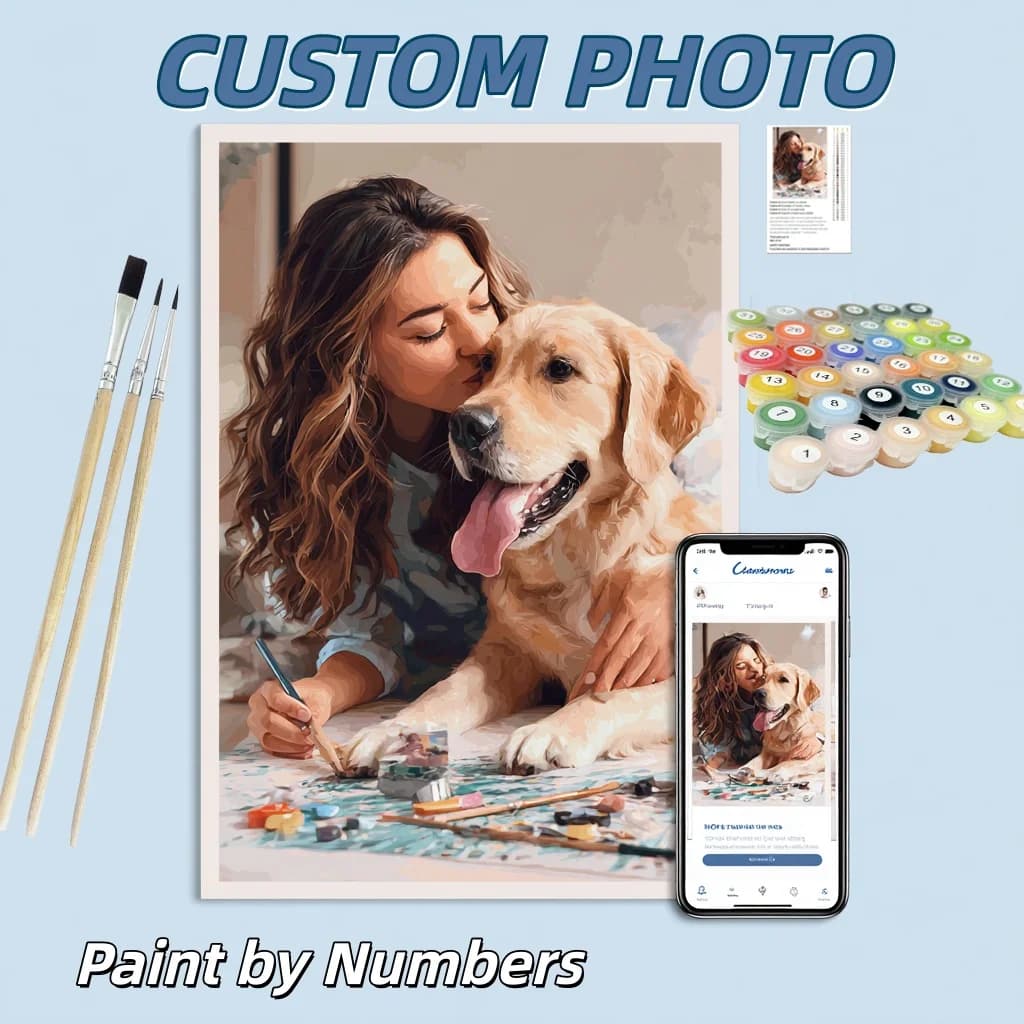 Personality Photo Painting on Canvas DIY Painting with Numbers Custom DIY Image Coloring Drawing with Numbers Metal Frame for Adults