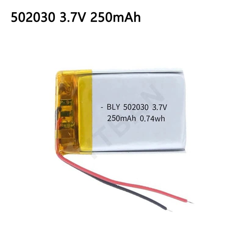 Batteria ricaricabile agli ioni di litio polimerica da 3,7 V 250 mAh 502030 per giocattoli, luci a LED, altoparlanti Bluetooth, batteria selfie stick