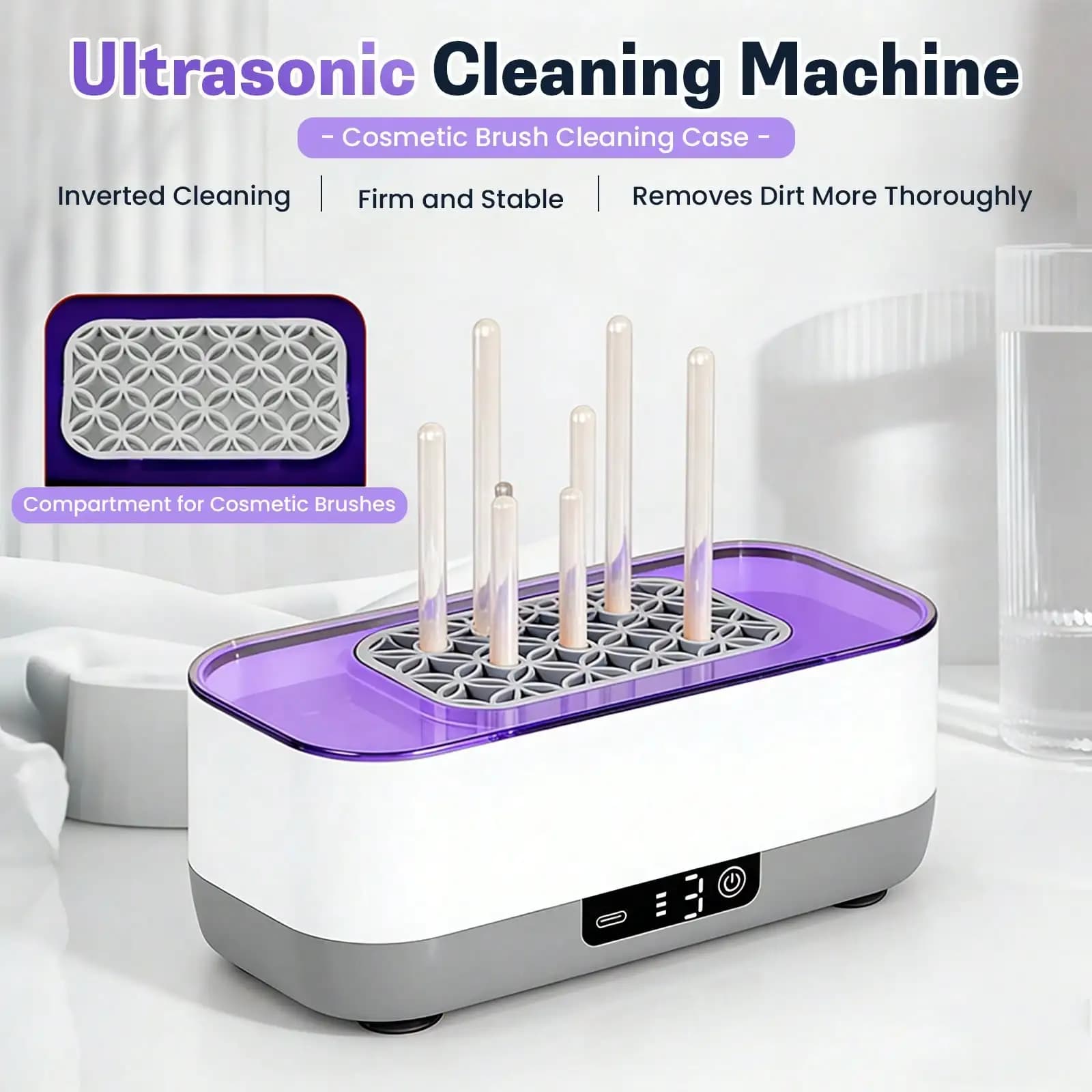 Ultrasonic Jewelry Cleaning Machine Multifunction Glass Pulitor Portable Cleaning Machine Rechargeable via USB for Ring Necklace