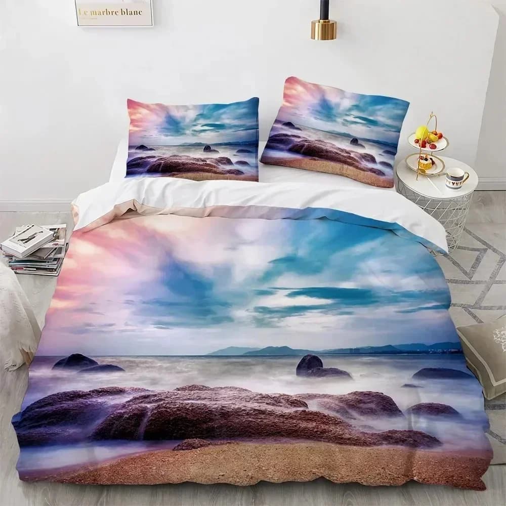 Blue Sky Cloud Bedding Set Polyester Duvet Cover Comforter Fashion King Queen Full Size Quilt Cover for Kids Boys Girls