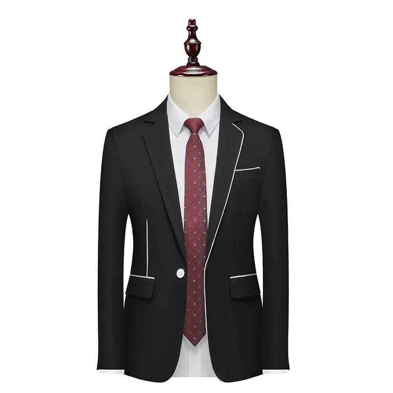 Blazer da uomo slim fit con revers a tacche, monopetto, casual elegante, blu