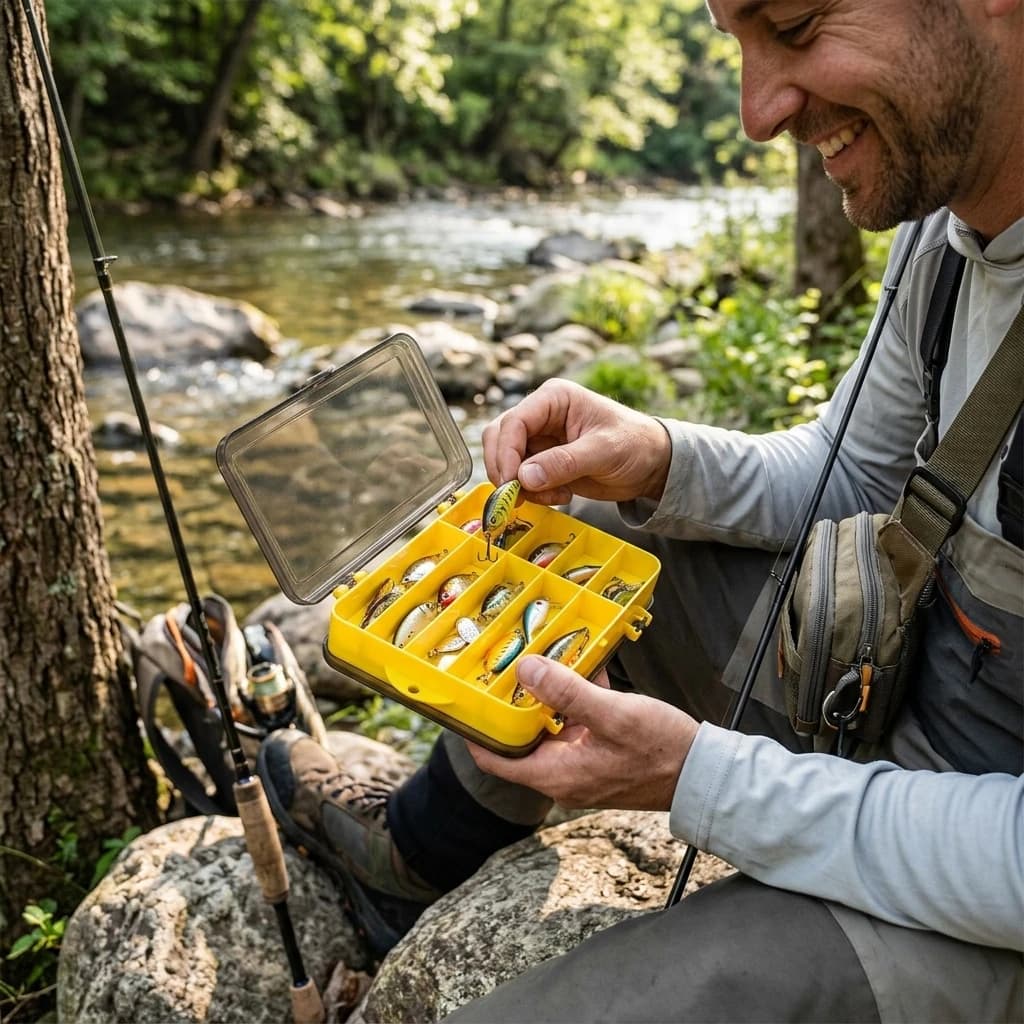 Double-Sided Bait Box Portable Double Layer Plastic Tackle Storage Case for Lure Fishing