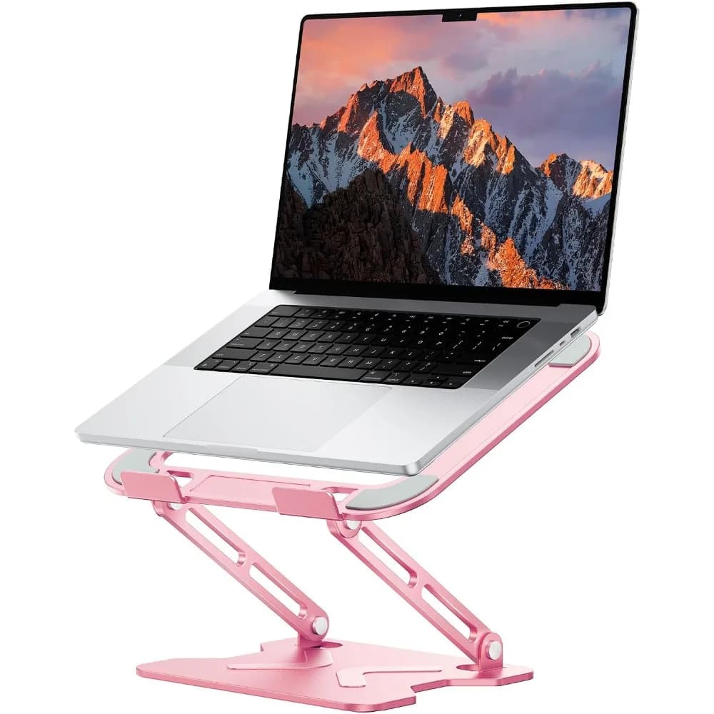 Adjustable Metal Laptop Stand for Desk, Foldable and Portable Notebook Holder, Cooling Stand for 10-16'' Laptops