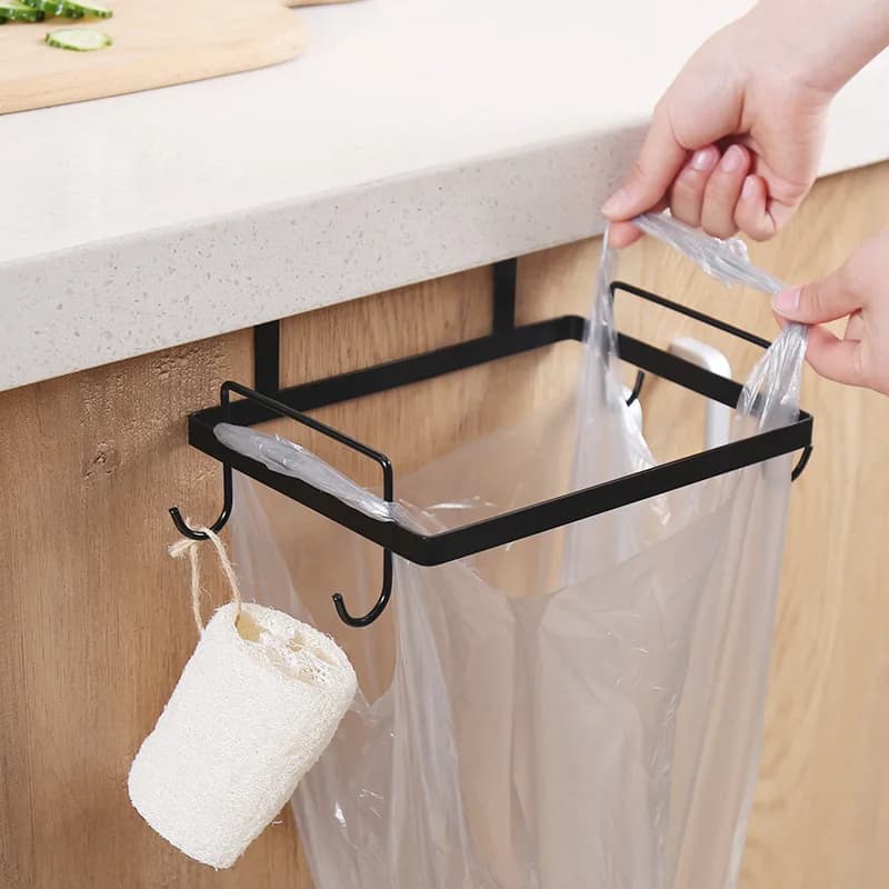 Porta sacco della spazzatura da cucina Appendiabiti in ferro Portapazze in metallo Porta dell'armadio Appeso alla parte posteriore Portaoggetti da cucina Portapattoli Accessori Strumenti