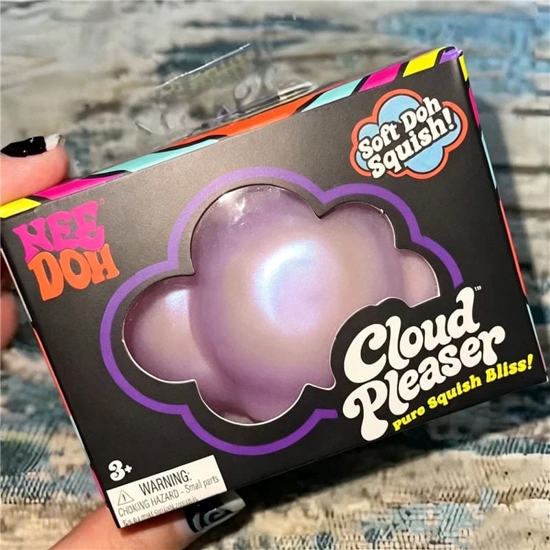 Needoh Cloud Purple Cloud Pleaser Shaped Squishy Fidget Toy Dough Filled Quick Rebound Squeeze ASMR for Focus ADHD Population
