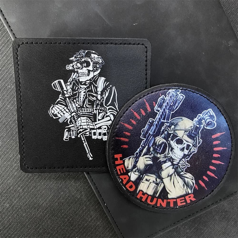 Head Hunter Skull Skeleton Chevron zaino tattico adesivo stampa patch sui vestiti stemma militare Morale Badge
