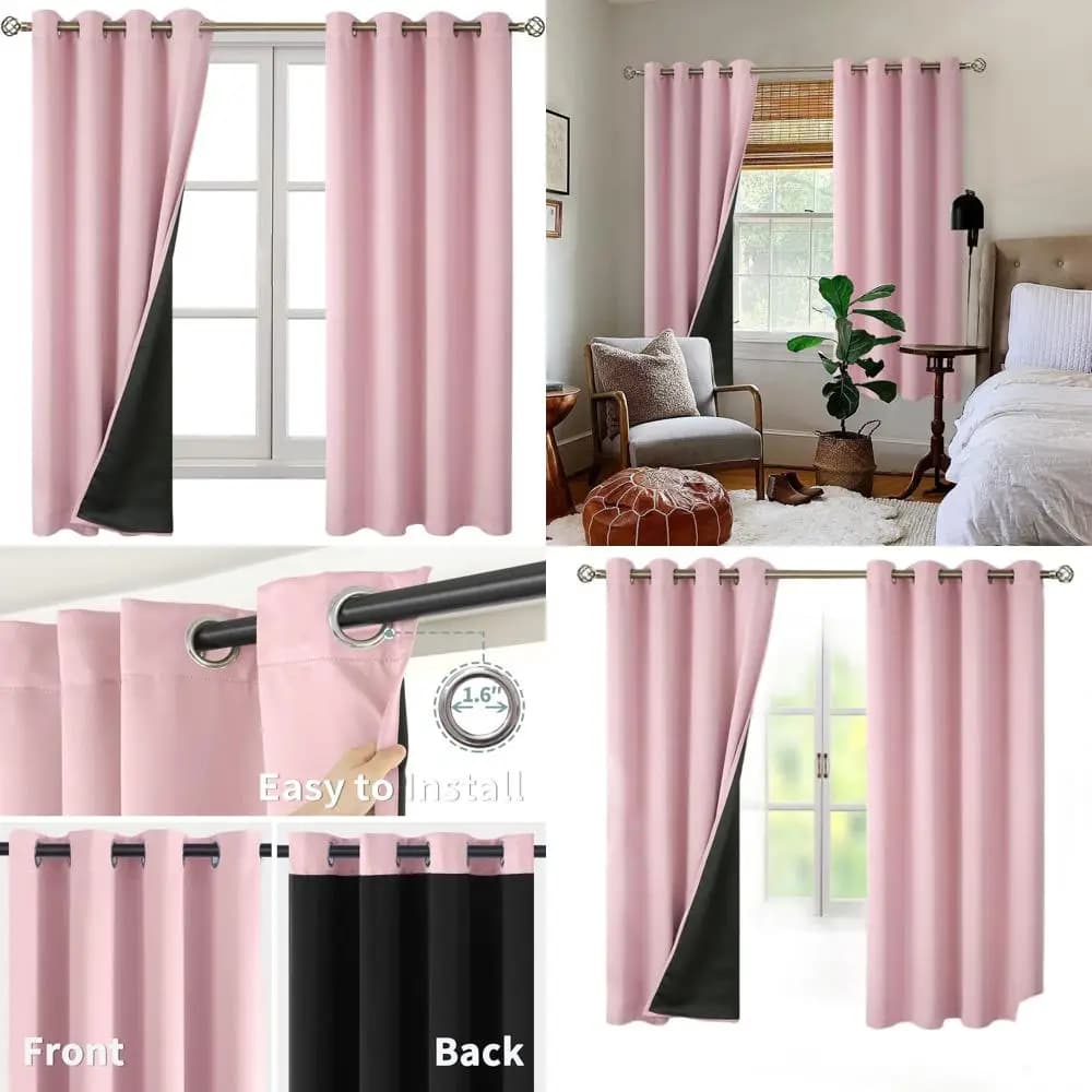Darkening curtains Baby Pink 69 with thermal insulation, 2 panels, width 55, anti-noise for the room
