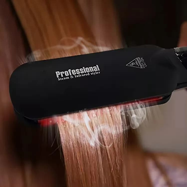 Professional steam hair plate with infrared technology, plate and steamer 2 in 1, adjustable temperature 120-230 ° C