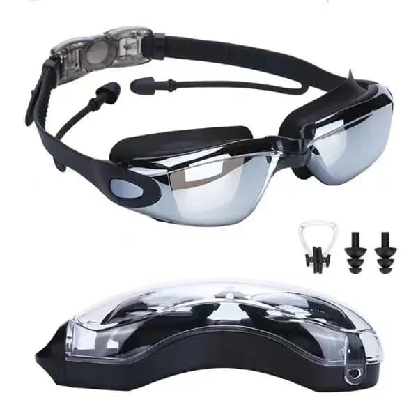 XZY UV Protection Waterproof Mirror Lens Professional Swimming Goggles with Plastic Case Nose Clip Ear Plugs