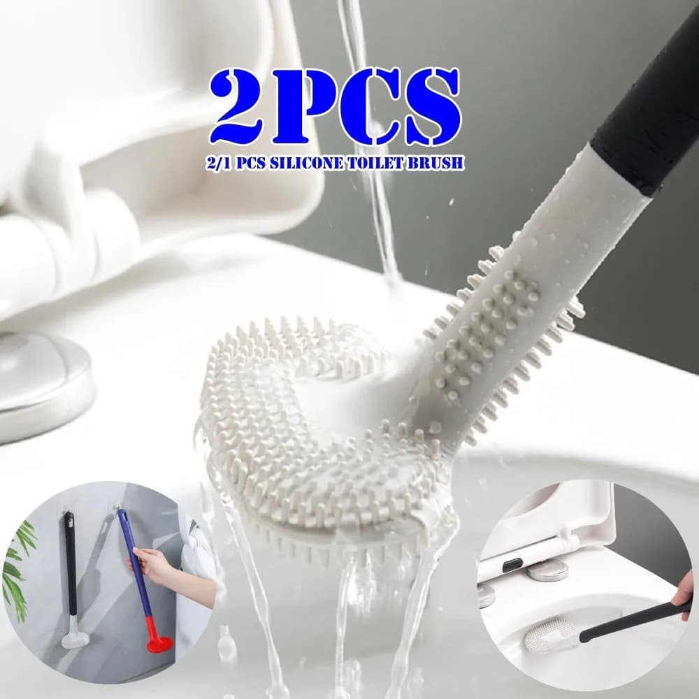Scopino per wc da bagno da 2/1 pezzi scopino per wc scopino per wc con impugnatura arrotondata lunga scopino per wc in Silicone a parete antigoccia