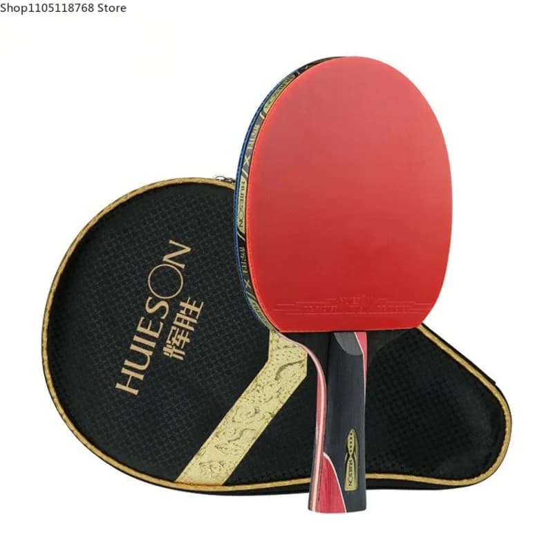 Racchetta da Ping Pong Professionale 5 Stelle, Monopezzo, per Allenamento e Competizione, in Fibra di Carbonio Resistente