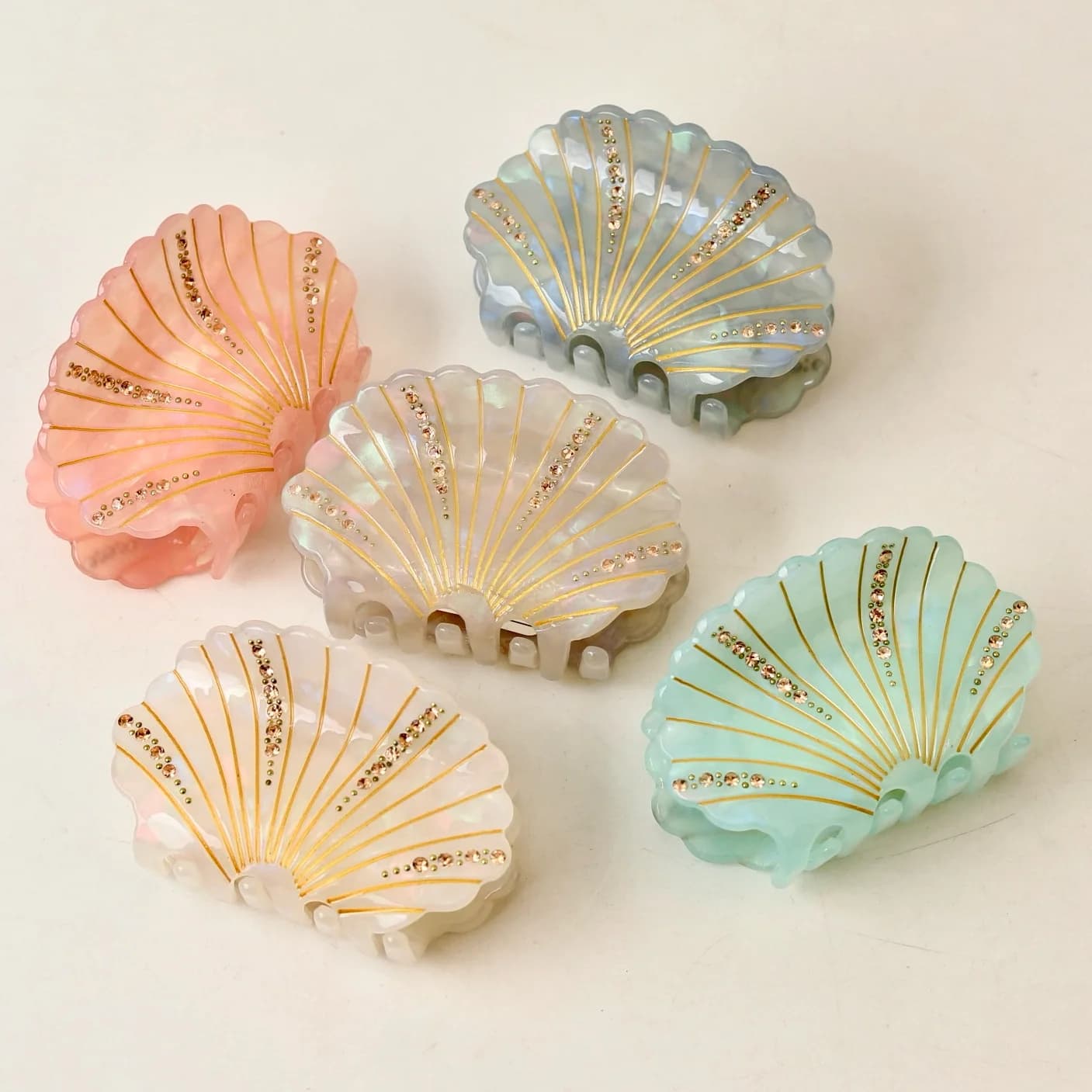 New Style Rhinestone Shell Sea Snail Acetate Hair Clip Ocean Hair Clip Sweet Shark Clip Back Hair Accessory