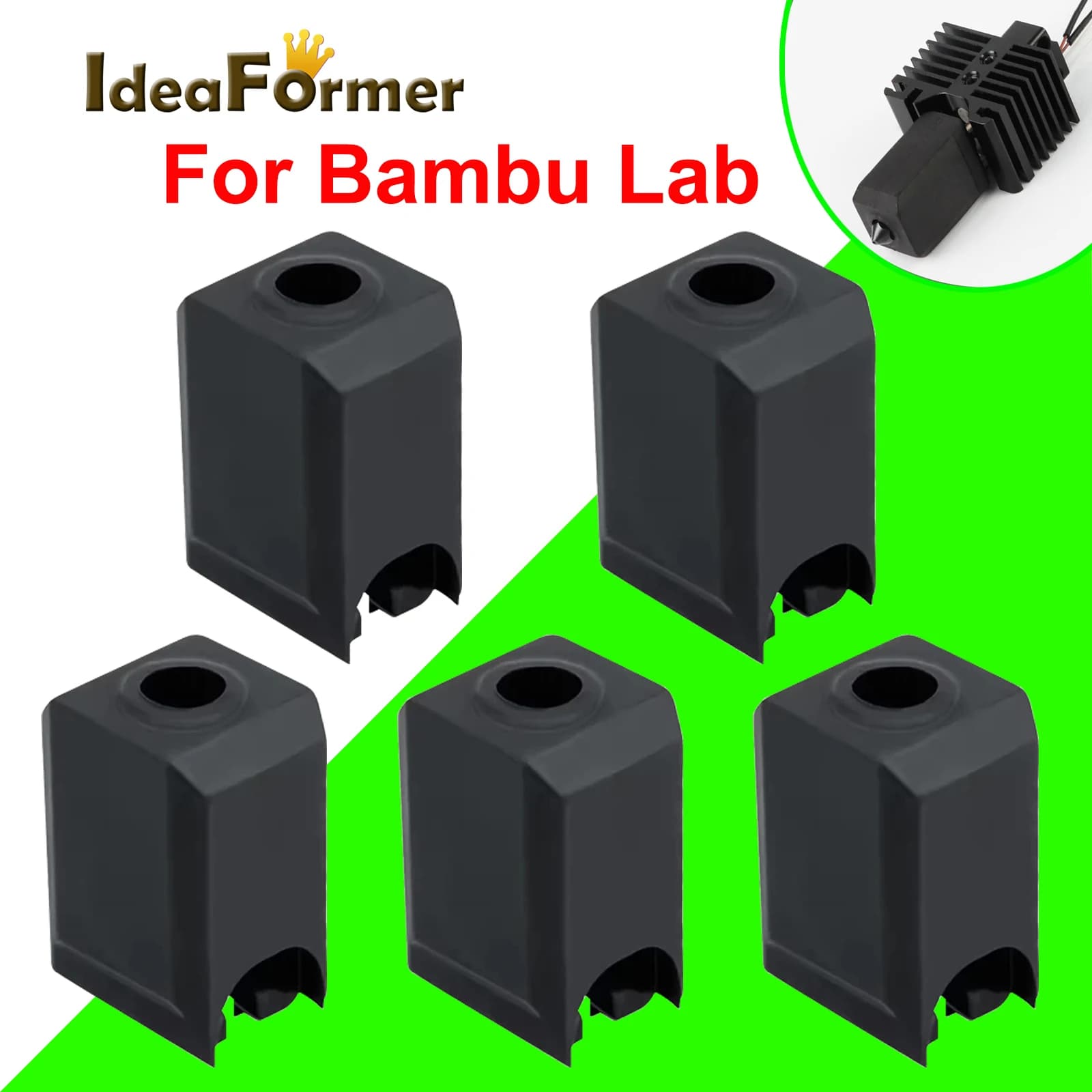 Calzini in silicone per stampante 3D Bambu Lab X1 X1C P1P Hotend Estrusore Copertura manica in silicone nero resistente all'usura ad alta temperatura
