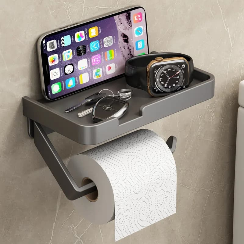 Bathroom Toilet Paper Roll Holder With Shelf Aluminum Toilet Paper dispenser No Drill Tissue hanger Toilet Bathroom Accessories