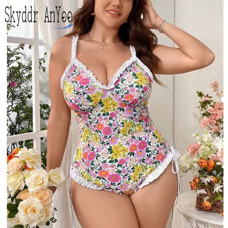 Women's Full Bathroom Costume Strong Size Swimwear 2025 Sexy Monokini Swimwear Printed Flowers Summer Swimwear