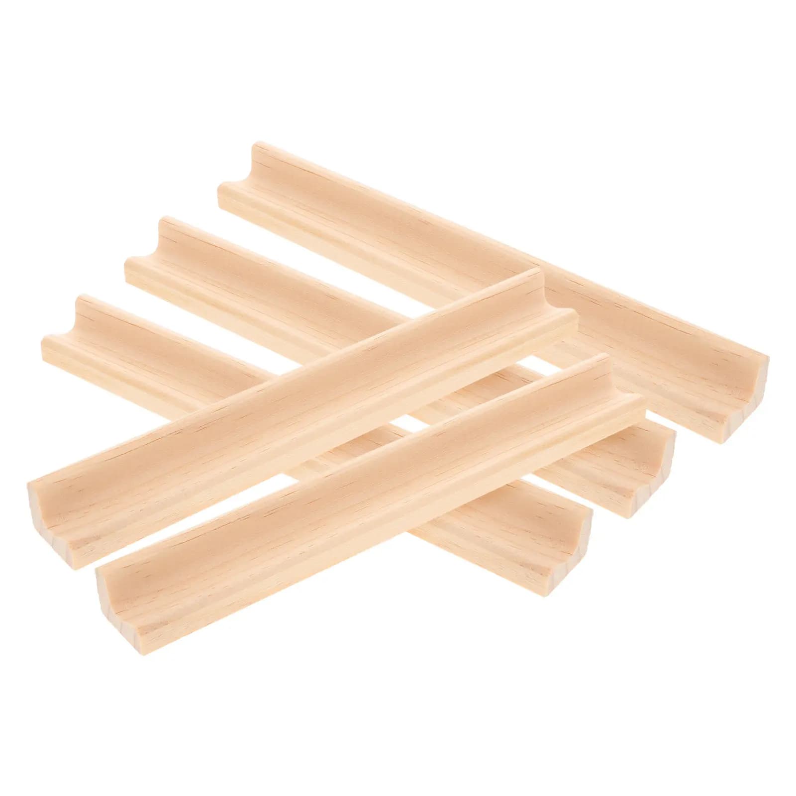 Set di 5 Porta Tessere in Legno Massello per Domino, Mahjong e Giochi di Carte, Finitura Naturale, Robusti e Facili da Pulire