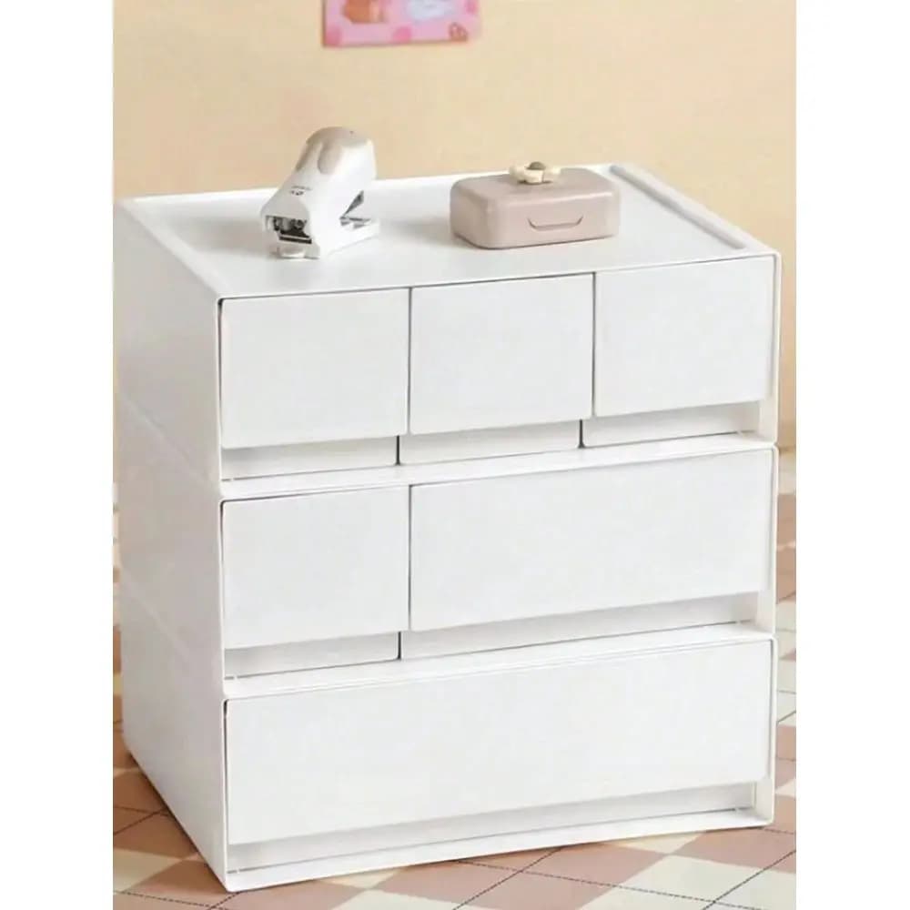 Scatola portaoggetti in plastica bianca a 1, 2 o 3 strati per camera, soggiorno, bagno, dormitorio, scrivania, trucchi, organizer per gioielli, multistrato