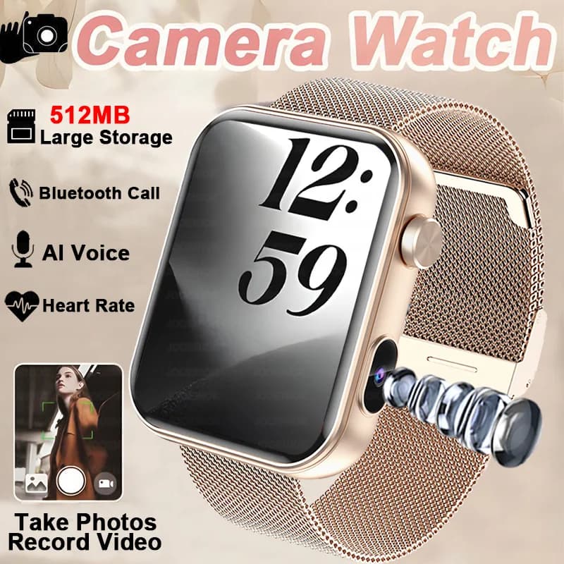 Nuovo orologio intelligente con memoria 512M con fotocamera Registrazione video Musica locale Quadrante dinamico Chiamata BT Modalità sportiva lP68 Smartwatch impermeabile