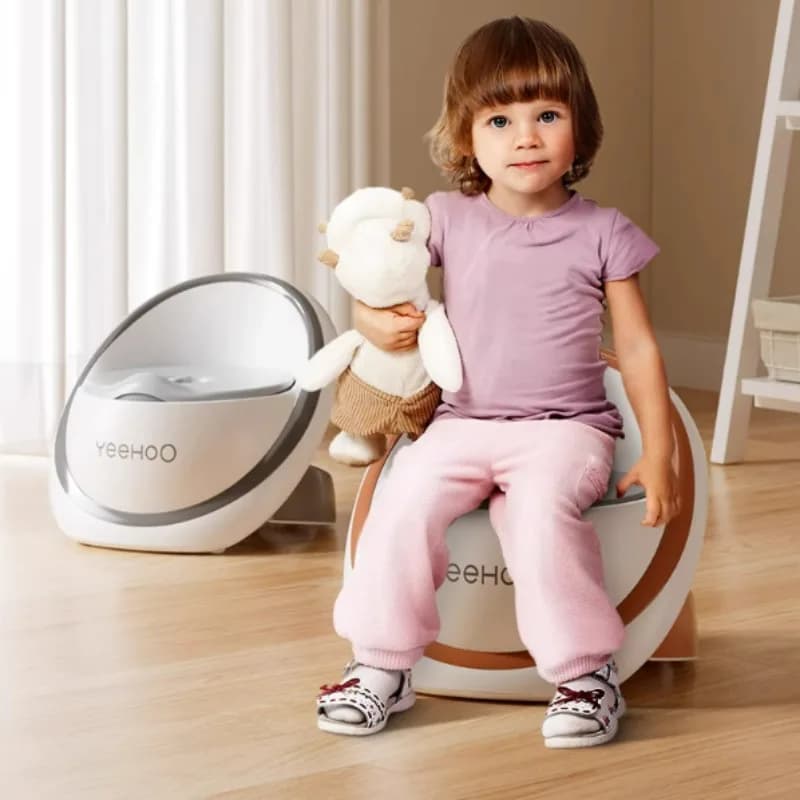 Sedile WC con cuscino morbido in PU, WC per bambini con schienale ergonomico per ragazzini e ragazze, vasino da viaggio per addestramento WC per bambini