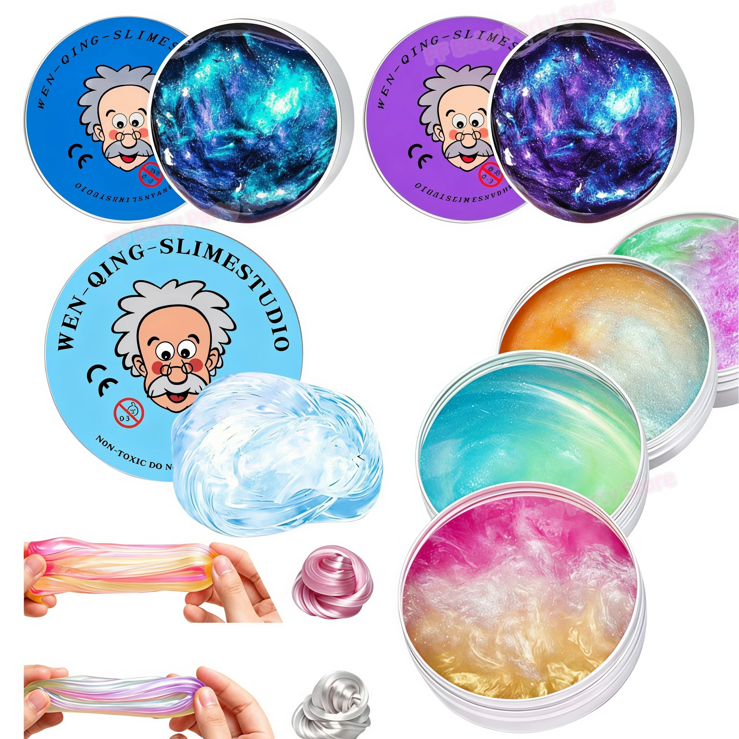 Reusable Putty Liquid Crystal Bouncy Slime toy Safe Mud Stress Relief Color Clay Shape Handmade DIY Handgum Playdough Party Gift