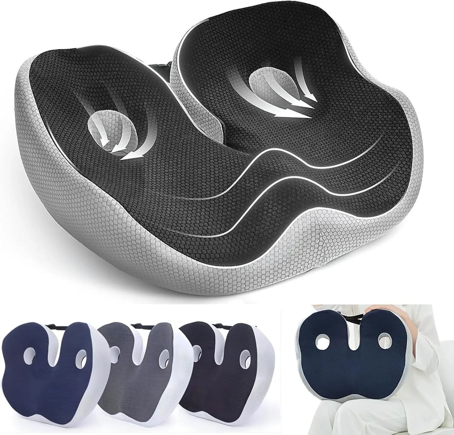 Cuscino Coccyx per dolore al coccige, cuscino del sedile regolabile in memory foam per alleviare le ossa, cuscino del sedile ergonomico