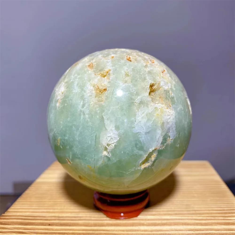 Palla per capelli d'uva verde Pietra naturale Geode Cristalli di quarzo Sfera curativa Prehnite Wichcraft Minerali Camera Decorazione della casa