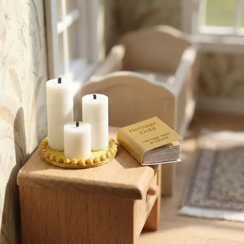 1Set Popular Tiny Dollhouse White Candle Plate Kit 4Pcs 112 Scale Realistic Decor Gadgets For Dollhouse DIY Showcase