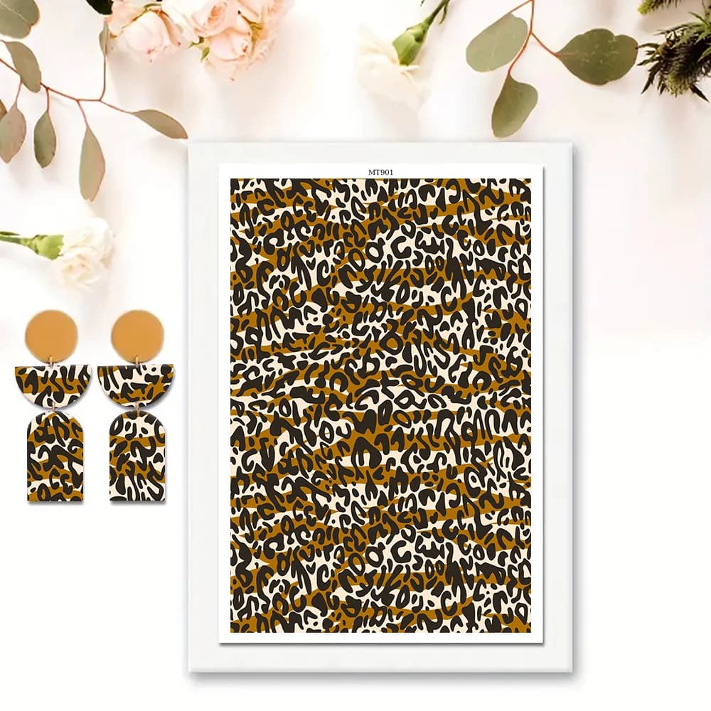 Various Leopard Print Pattern Polymer Clay Watercolor Transfer Paper Pottery Earrings Jewelry Soluble Disposable Sticker Tools