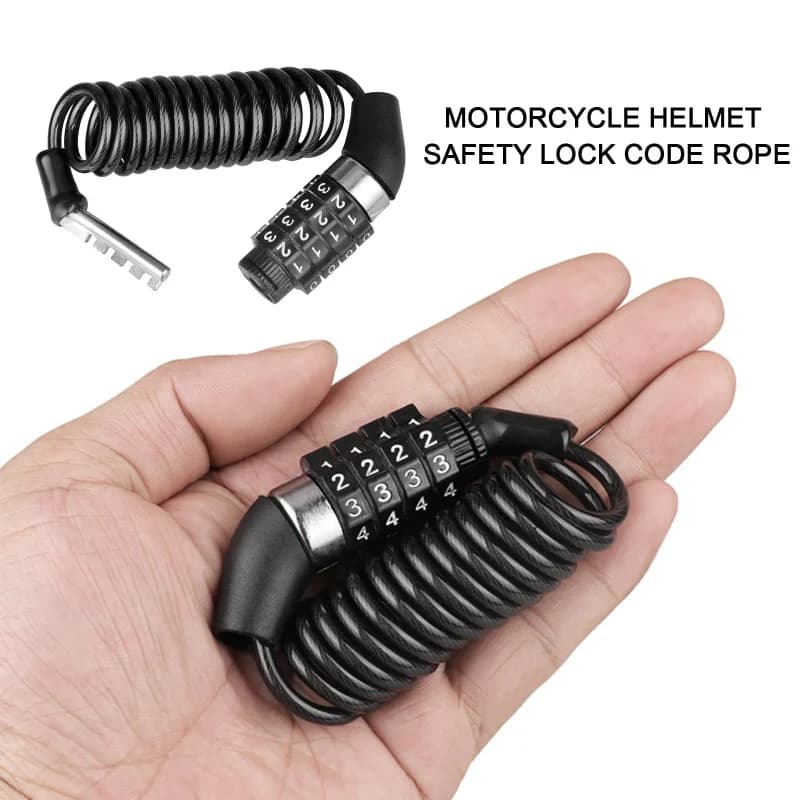 Durable lock chain for classic helmet Combination of 4 digit passwords Portable Bike Motorcycle Anti-theft cable Lock point Motor part